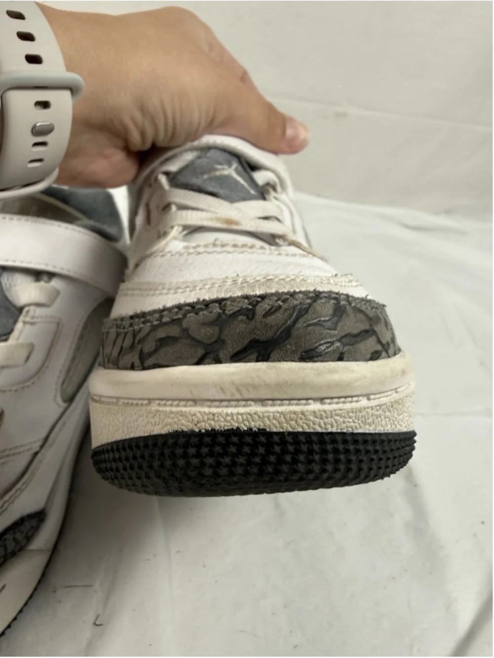 Jordan Spizike Low TD Little Kids Shoes White Grey Cement FQ3952-102 Size 2Y